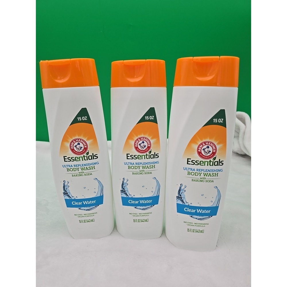 Arm & Hammer Essentials Vegan Clear Water‎ Ultra Replenishing Body Wash Lot Of 3